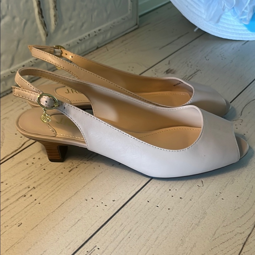J.Renee Nude-Tan  Peep-Toe Heels with Slingback